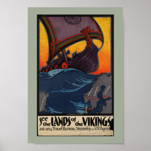 Vintage Travel Advertisement Land van de Vikingen Poster