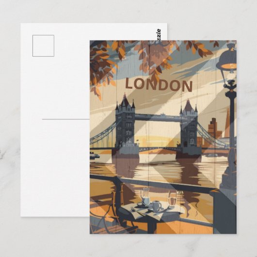 Vintage Travel Aesthetic Londen Briefkaart (Voorkant / Achterkant)