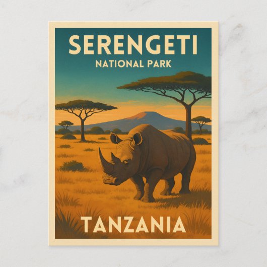 Vintage Travel Africa Serengeti National Park Briefkaart (Voorkant)