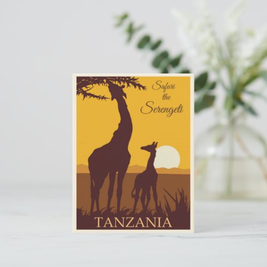 Vintage Travel Africa Tanzania Safari Briefkaart (Staand voorkant)