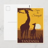 Vintage Travel Africa Tanzania Safari Briefkaart (Voorkant / Achterkant)