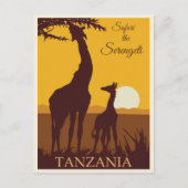 Vintage Travel Africa Tanzania Safari Briefkaart (Voorkant)