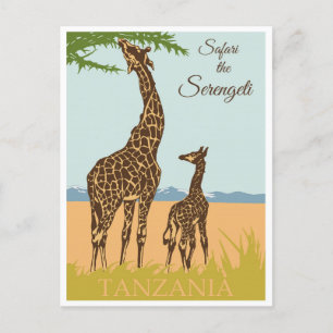Vintage Travel Africa Tanzania Safari Briefkaart