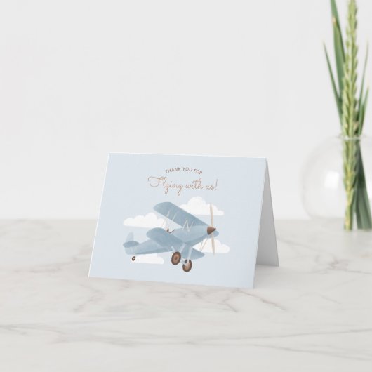 Vintage Travel Airplane Baby shower Hartelijk dank Bedankkaart (Voorkant)