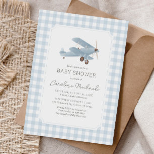 Vintage Travel Airplane Baby shower Kaart