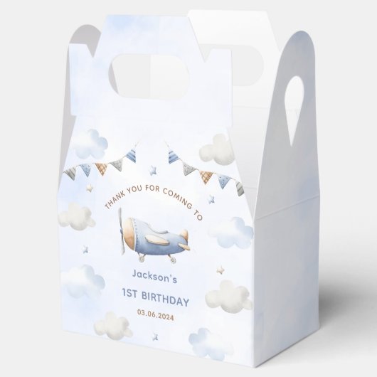 Vintage Travel Airplane Birthday Party Bedankdoosjes (Geopend)