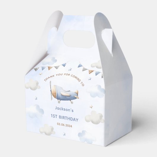 Vintage Travel Airplane Birthday Party Bedankdoosjes (Voorkant Zijde)