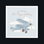 Vintage Travel Airplane Birthday Party Servet<br><div class="desc">Voeg een afsluitende aanraking toe aan het verjaardagsfeestje van je kleine met deze gepersonaliseerde luiers,  met een  biplane,  perfect voor een reisthemaevenement.</div>