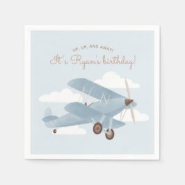 Vintage Travel Airplane Birthday Party Servet