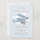 Vintage Travel Airplane Boy Baby shower Kaart (Voorkant)
