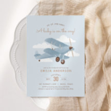 Vintage Travel Airplane Boy Baby shower