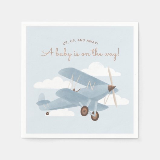Vintage Travel Airplane Boy Baby shower Servet (Voorkant)