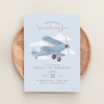 Vintage Travel Airplane Boy Birthday Party Kaart<br><div class="desc">Viel een speciale verjaardag met deze vintage op reis geïnspireerde uitnodiging,  met een blauw biplane met neutrale details.</div>
