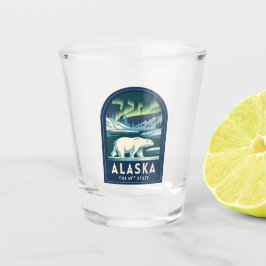 Vintage Travel Alaska Northern Lights Polar Bear Shot Glas