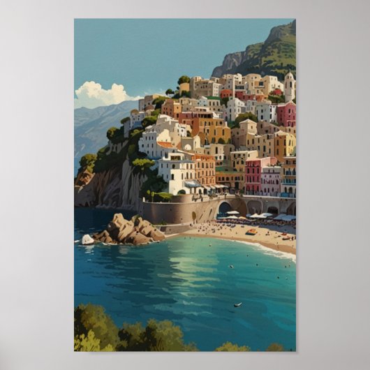 Vintage Travel Amalfi Coast Poster (Voorkant)