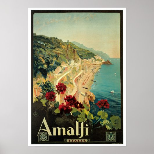 Vintage Travel, Amalfi Italië Poster (Voorkant)