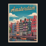 Vintage Travel Amsterdam Nederland Retro Schildera Briefkaart<br><div class="desc">Dompel jezelf onder in de charmante grachten en het bruisende landschap van Amsterdam met dit betoverende vintage op reizen geïnspireerde ontwerp. Dit ontwerp is doordrenkt met nostalgische vibes en tijdloze allure en legt de iconische kleurrijke wijken van Amsterdam vast in een retro-esthetiek die doet denken aan klassieke reisposters van weleer....</div>