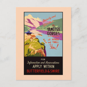 Vintage Travel and the Yangtze Gorges China Briefkaart