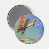 Vintage Travel and Transportation Antiek Biplane Magneet (Voorkant / Achterkant)