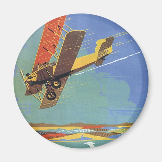 Vintage Travel and Transportation Antiek Biplane Magneet (Voorkant)