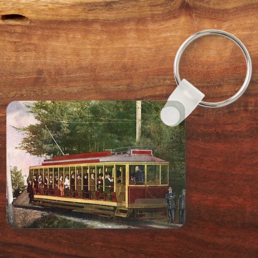 Vintage Travel and Transportation Electric Trolley Sleutelhanger (Voorkant)