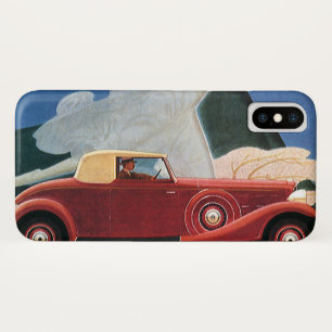 Vintage Travel, Antiek rode auto met cloudwoman Case-Mate iPhone Case