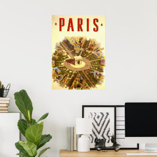 Vintage Travel, Arc de Triomphe Paris Frankrijk Poster