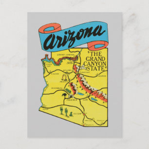 Vintage Travel Arizona AZ State Label Briefkaart