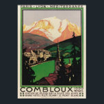 Vintage Travel Art Deco Poster Combloux, Frankrijk<br><div class="desc">Een reproductie-afdruk van een Art Deco poster uit de jaren 20 van de vorige eeuw dat het toerisme naar Combloux (bij Chamonix), Savoy, Mont-Blanc, Frankrijk promoot, is digitaal gerenoveerd om de originele kleuren uit te dragen, nog beter en zoveel mogelijk onvolkomenheden te verhelpen. Pas de grootte van het poster, de...</div>