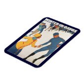 Vintage Travel, Art Deco, Winter Davos Zwitserland Magneet (Linkerzijde)