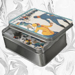 Vintage Travel, Art Deco, Winter Davos Zwitserland Puzzel<br><div class="desc">illustratiereclame,  Europese reisposter of bagagelabel uit Davos,  Zwitserland,  met een ontwerp voor liefde en romance met een ijsskating voor paren. De winter in Davos.</div>