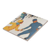 Vintage Travel, Art Deco, Winter Davos Zwitserland Tegeltje (Zijkant)