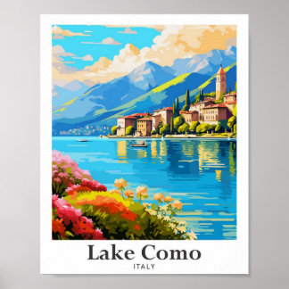 Vintage Travel Art Lake Como Italië Poster