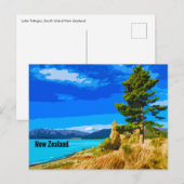 Vintage Travel Art Nieuw-Zeeland Briefkaart (Voorkant / Achterkant)