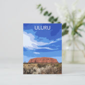Vintage Travel Art Uluru Australië Briefkaart (Staand voorkant)