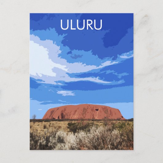Vintage Travel Art Uluru Australië Briefkaart (Voorkant)