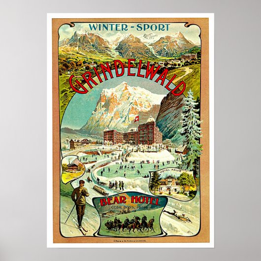 Vintage Travel Art Zwitserland Poster (Voorkant)