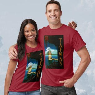 Vintage Travel Asia, Taiwan Pagoda Tiered Tower T-shirt