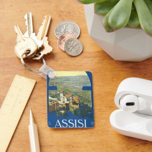 Vintage Travel Assisi Italië Francesco Basilica Sleutelhanger