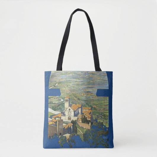 Vintage Travel Assisi Italië Francesco Basilica Tote Bag (Voorkant)