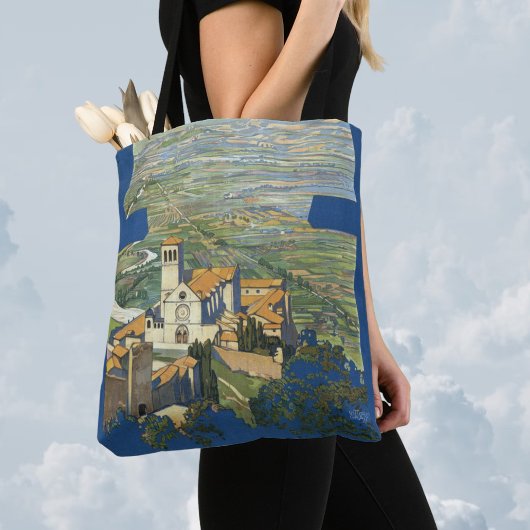 Vintage Travel Assisi Italië Francesco Basilica Tote Bag