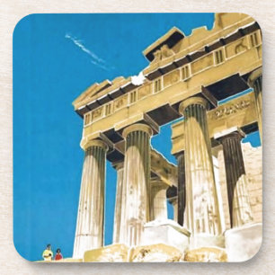 Vintage Travel Athens Griekenland Parthenon Temple Bier Onderzetter