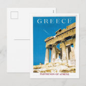 Vintage Travel Athens Griekenland Parthenon Temple Feestdagenkaart (Voorkant / Achterkant)