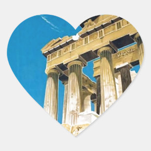 Vintage Travel Athens Griekenland Parthenon Temple Hart Sticker