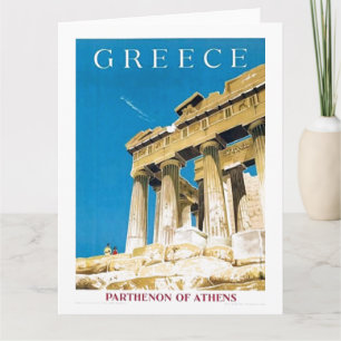 Vintage Travel Athens Griekenland Parthenon Temple Kaart