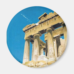 Vintage Travel Athens Griekenland Parthenon Temple Magneet