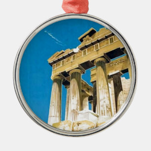 Vintage Travel Athens Griekenland Parthenon Temple Metalen Ornament