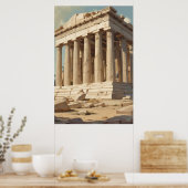 Vintage Travel Athens Griekenland Parthenon Temple Poster (Keuken)