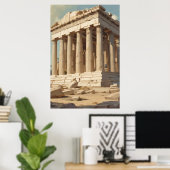 Vintage Travel Athens Griekenland Parthenon Temple Poster (Thuiskantoor)