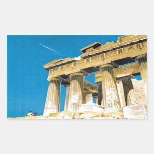 Vintage Travel Athens Griekenland Parthenon Temple Rechthoekige Sticker